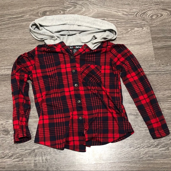 Polly & Esther Tops - Flannel Hoodie